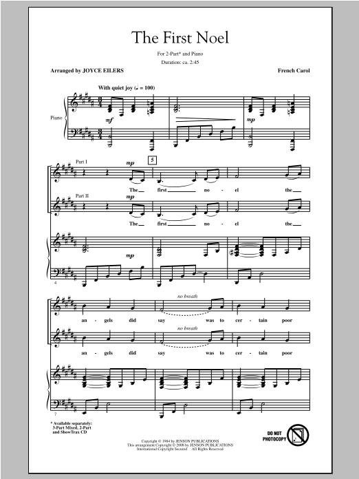 Traditional Carol The First Noel (arr. Joyce Eilers) Sheet Music Notes & Chords for 3-Part Mixed - Download or Print PDF