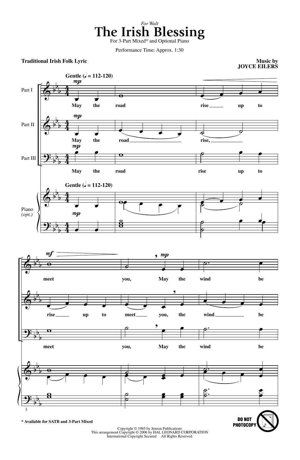 Joyce Eilers The Irish Blessing Sheet Music Notes & Chords for SATB Choir - Download or Print PDF