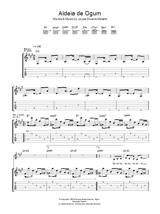 Joyce Silveira Moreno Aldeia De Ogum Sheet Music Notes & Chords for Guitar Tab - Download or Print PDF