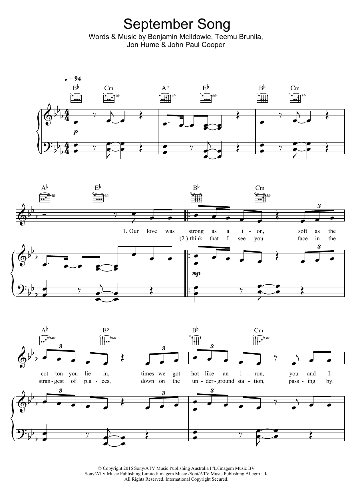 JP Cooper September Song Sheet Music Notes & Chords for Beginner Piano - Download or Print PDF