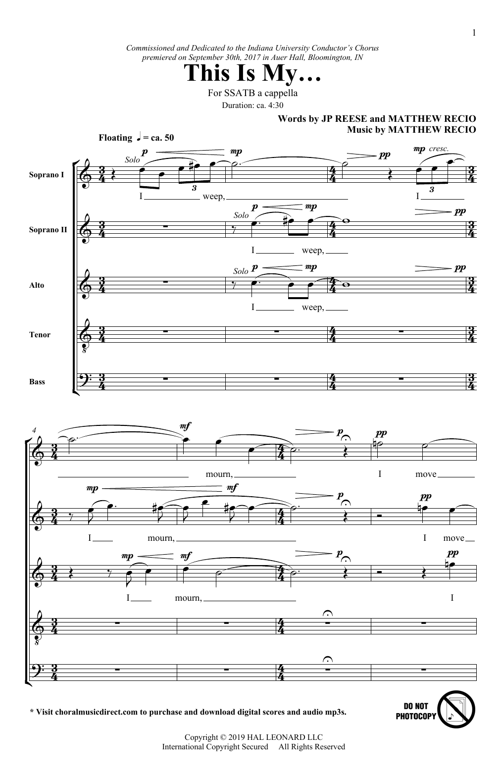 J.P. Reese and Matthew Recio This Is My... Sheet Music Notes & Chords for SATB Choir - Download or Print PDF