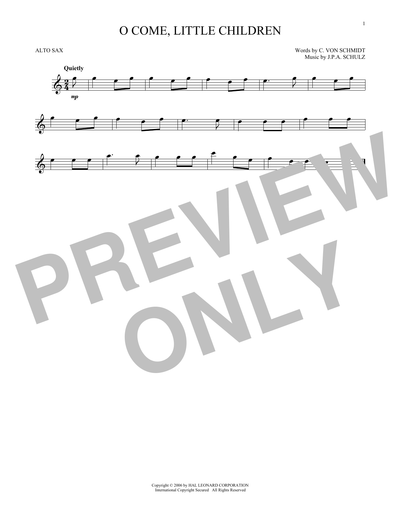 J.P.A. Schulz O Come, Little Children sheet music notes and chords. Download Printable PDF.