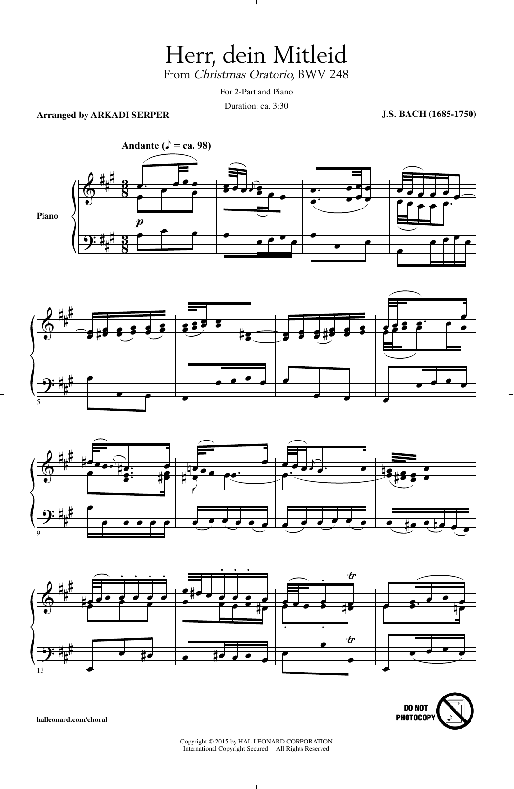 Arkadi Serper Herr, Dein Mitleid Sheet Music Notes & Chords for 2-Part Choir - Download or Print PDF