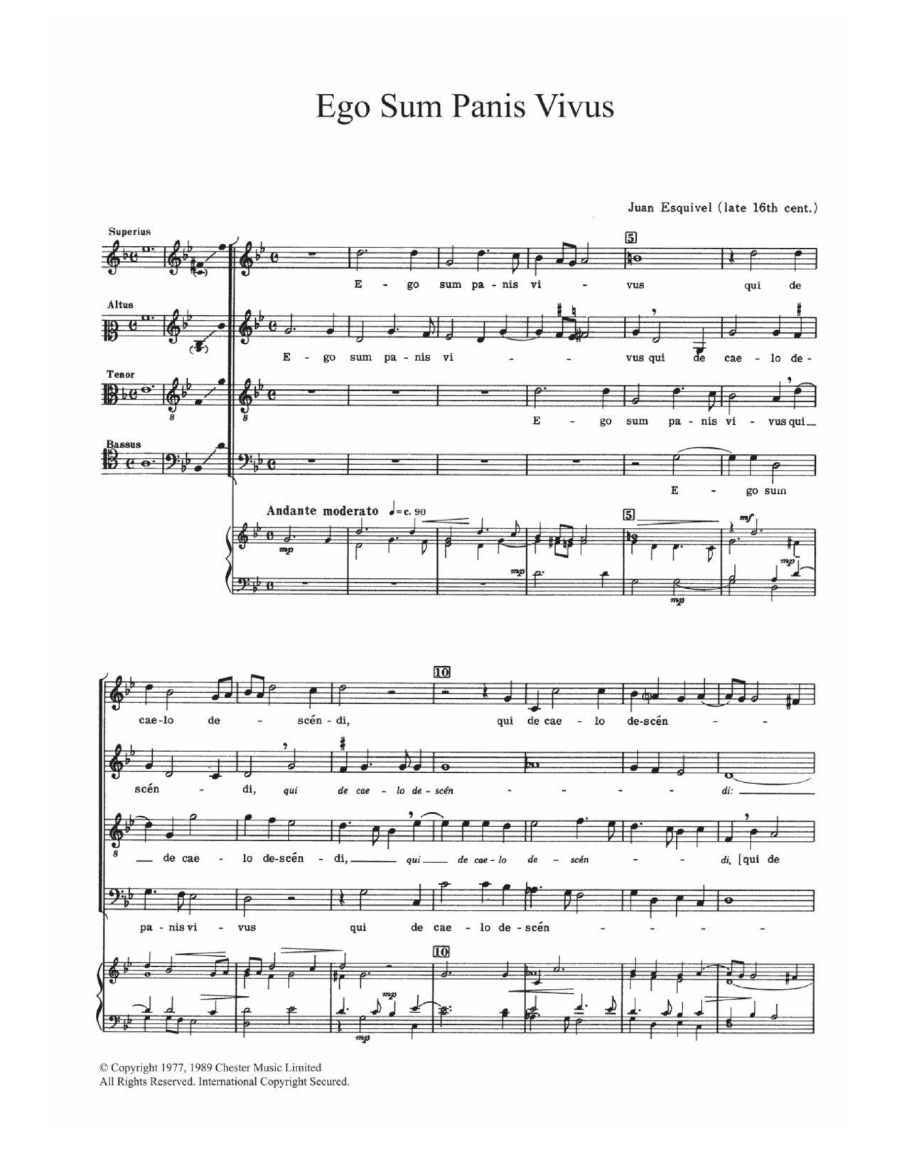 Juan Esquivel Ego Sum Panis Vivus Sheet Music Notes & Chords for SATB - Download or Print PDF