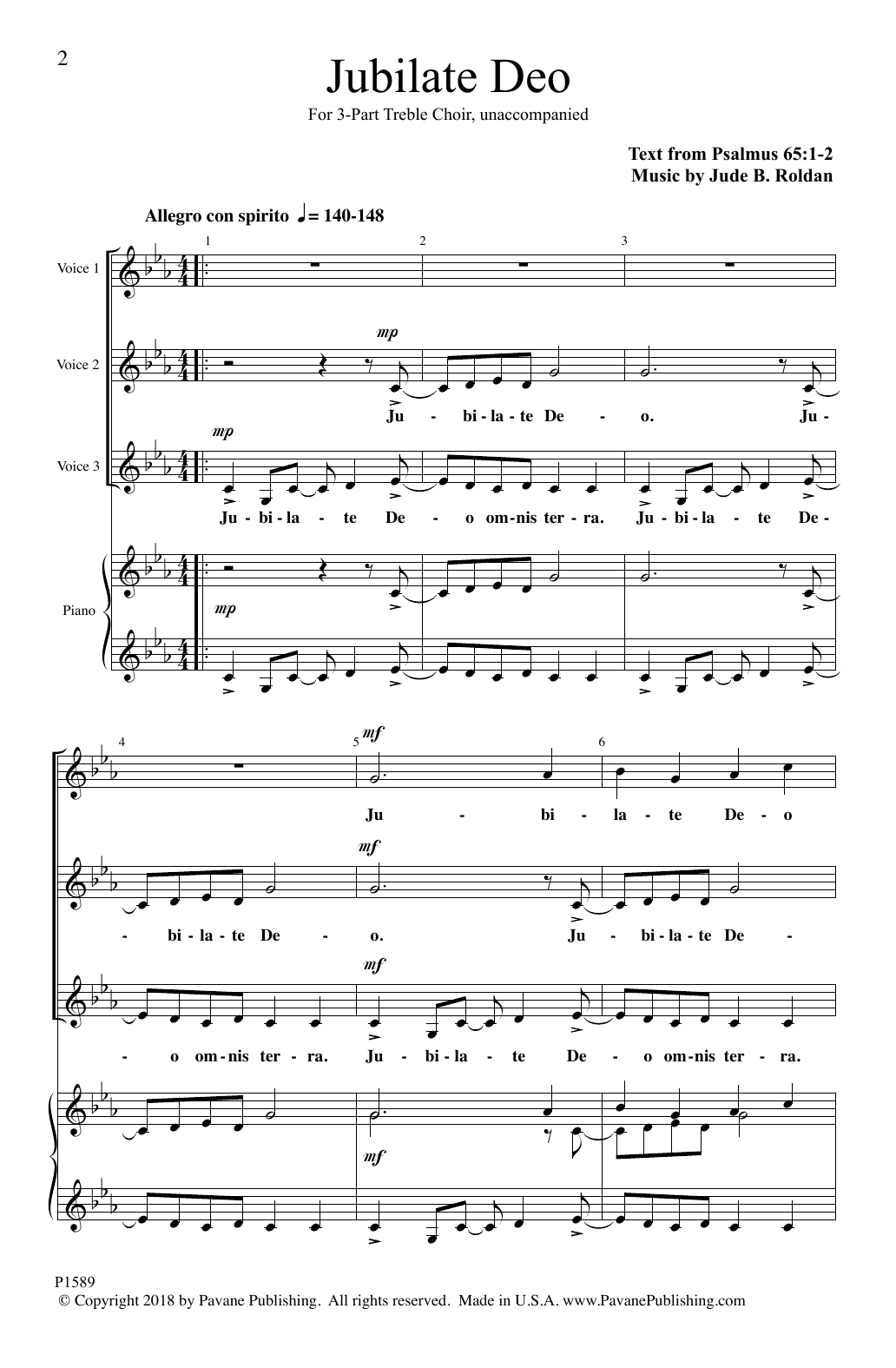 Jude B. Roldan Jubilate Deo Sheet Music Notes & Chords for 3-Part Mixed Choir - Download or Print PDF