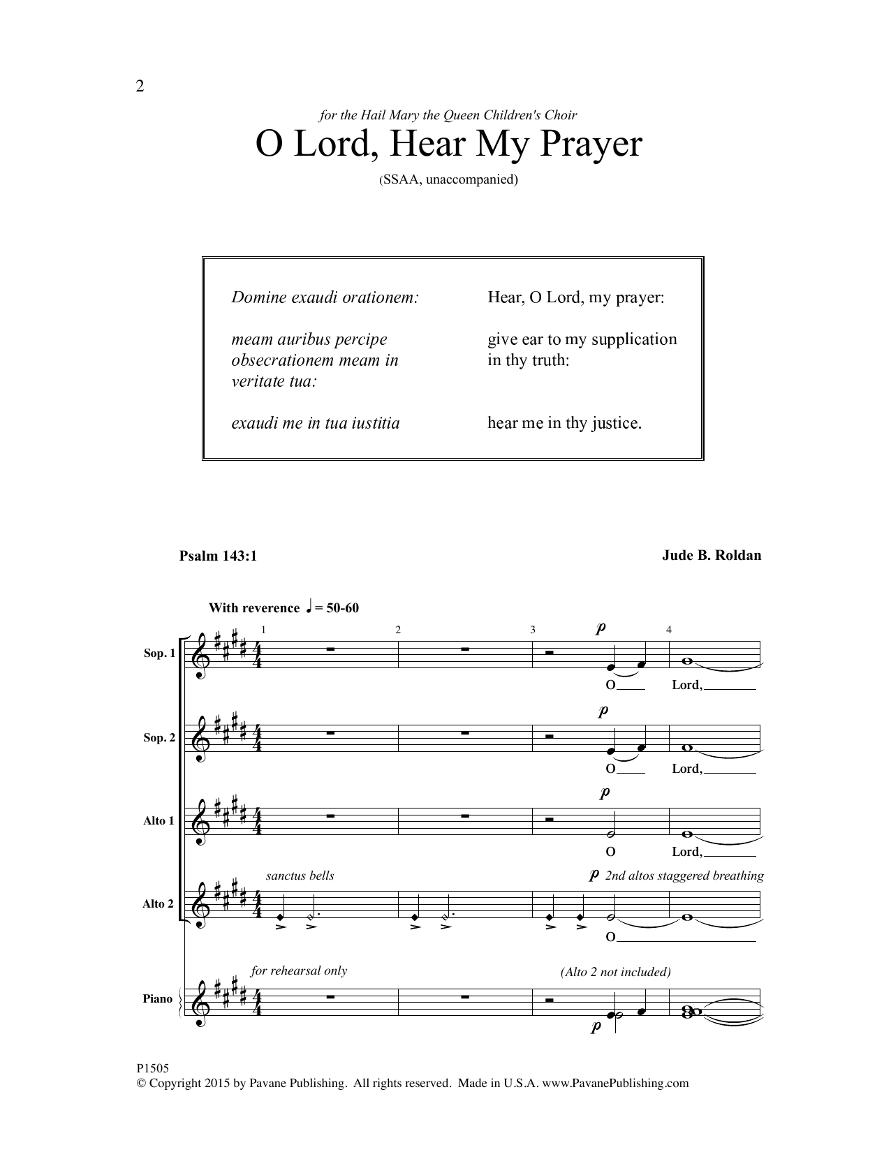 Jude Roldan O Lord, Hear My Prayer Sheet Music Notes & Chords for Choral - Download or Print PDF