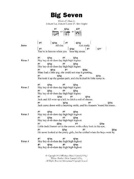 Judge Dread Big Seven Sheet Music Notes & Chords for Lyrics & Chords - Download or Print PDF