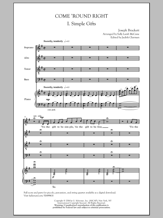 Joseph Brackett Come 'Round Right Sheet Music Notes & Chords for SATB - Download or Print PDF