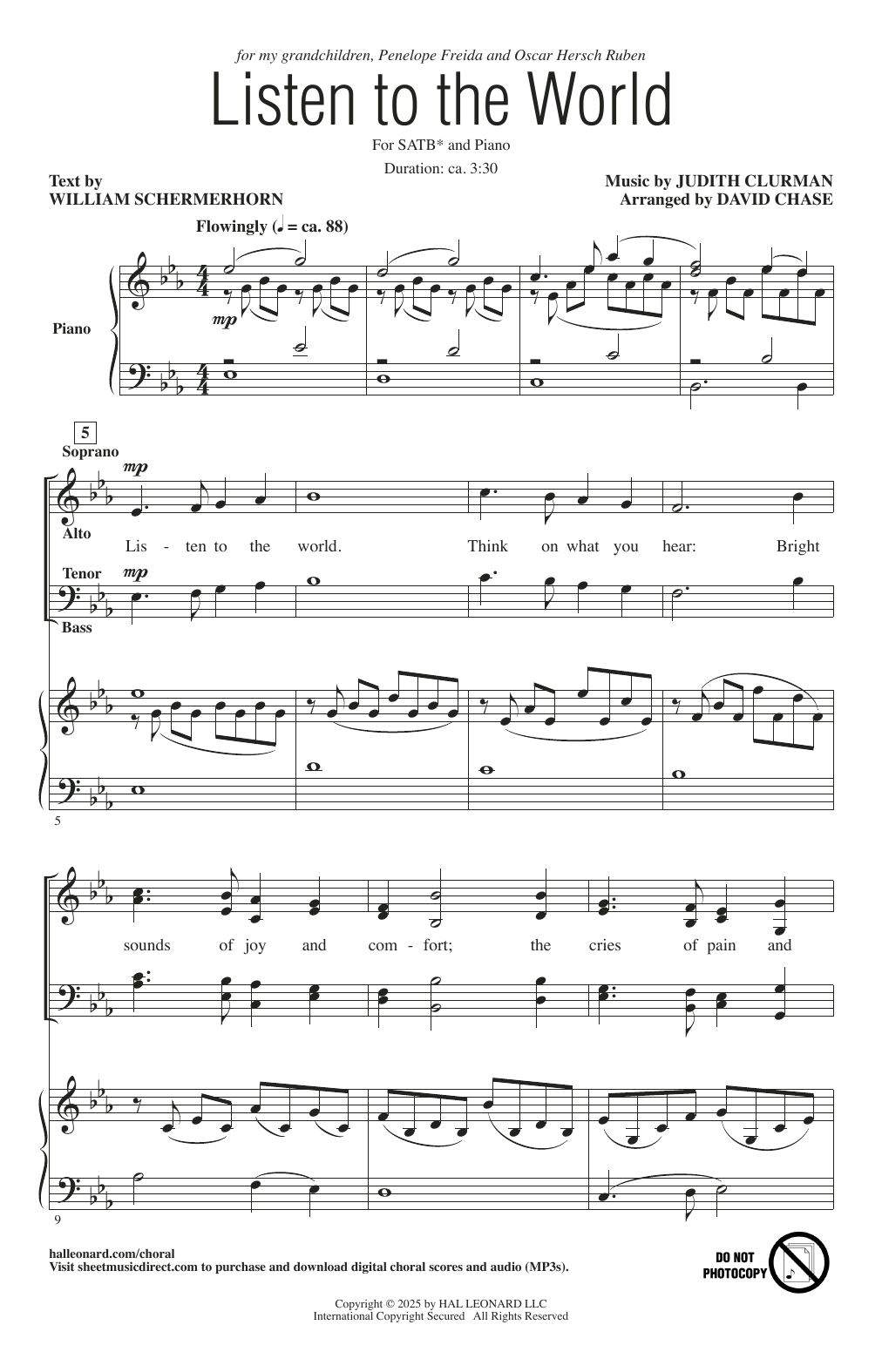 Judith Clurman Listen To The World Sheet Music Notes & Chords for SATB Choir - Download or Print PDF