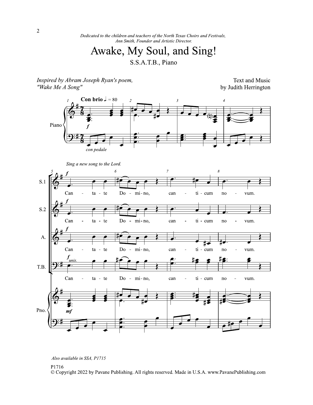 Judith Herrington Awake, My Soul, and Sing! Sheet Music Notes & Chords for SSA Choir - Download or Print PDF
