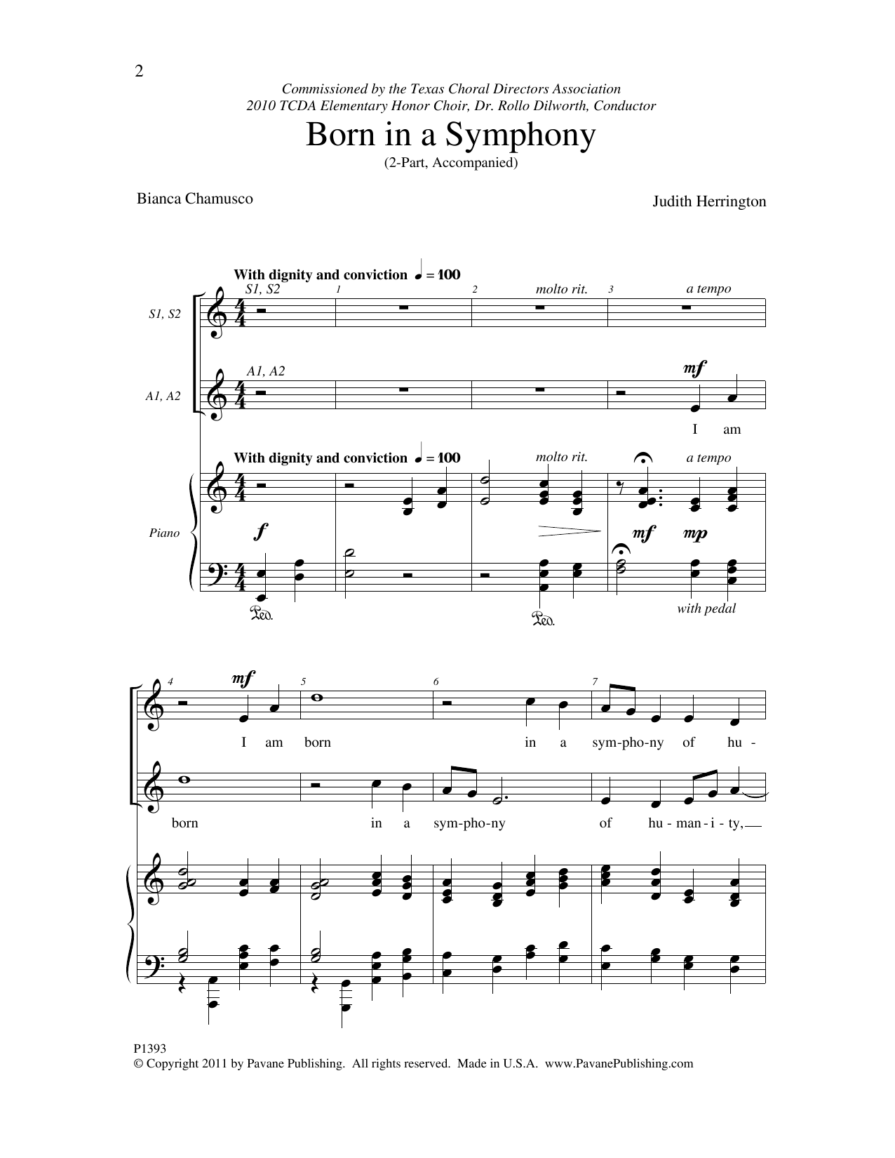 Judith Herrington Born in a Symphony Sheet Music Notes & Chords for Choral - Download or Print PDF