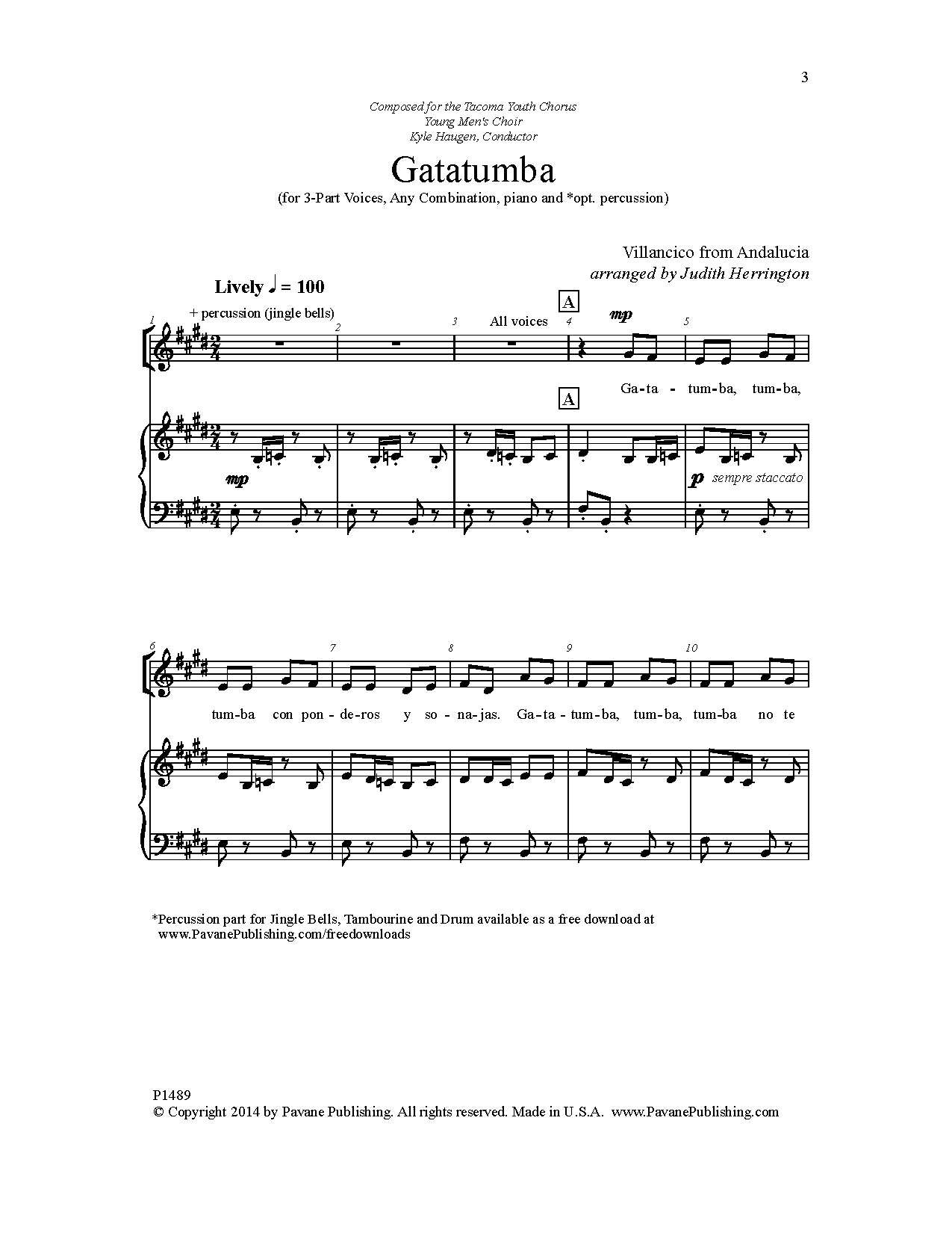 Judith Herrington Gatatumba Sheet Music Notes & Chords for Choral - Download or Print PDF