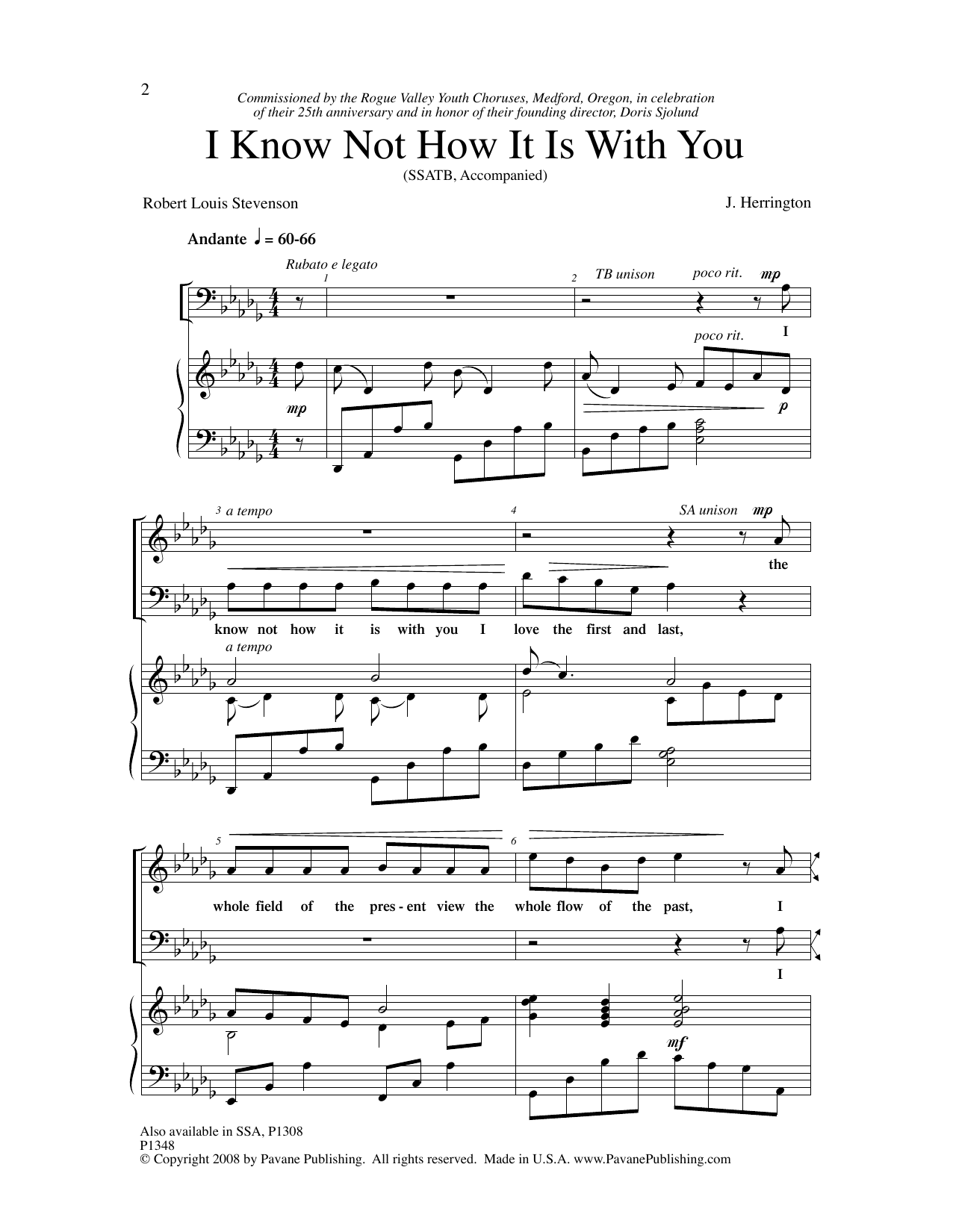 Judith Herrington I Know Not How It Is With You Sheet Music Notes & Chords for SATB Choir - Download or Print PDF