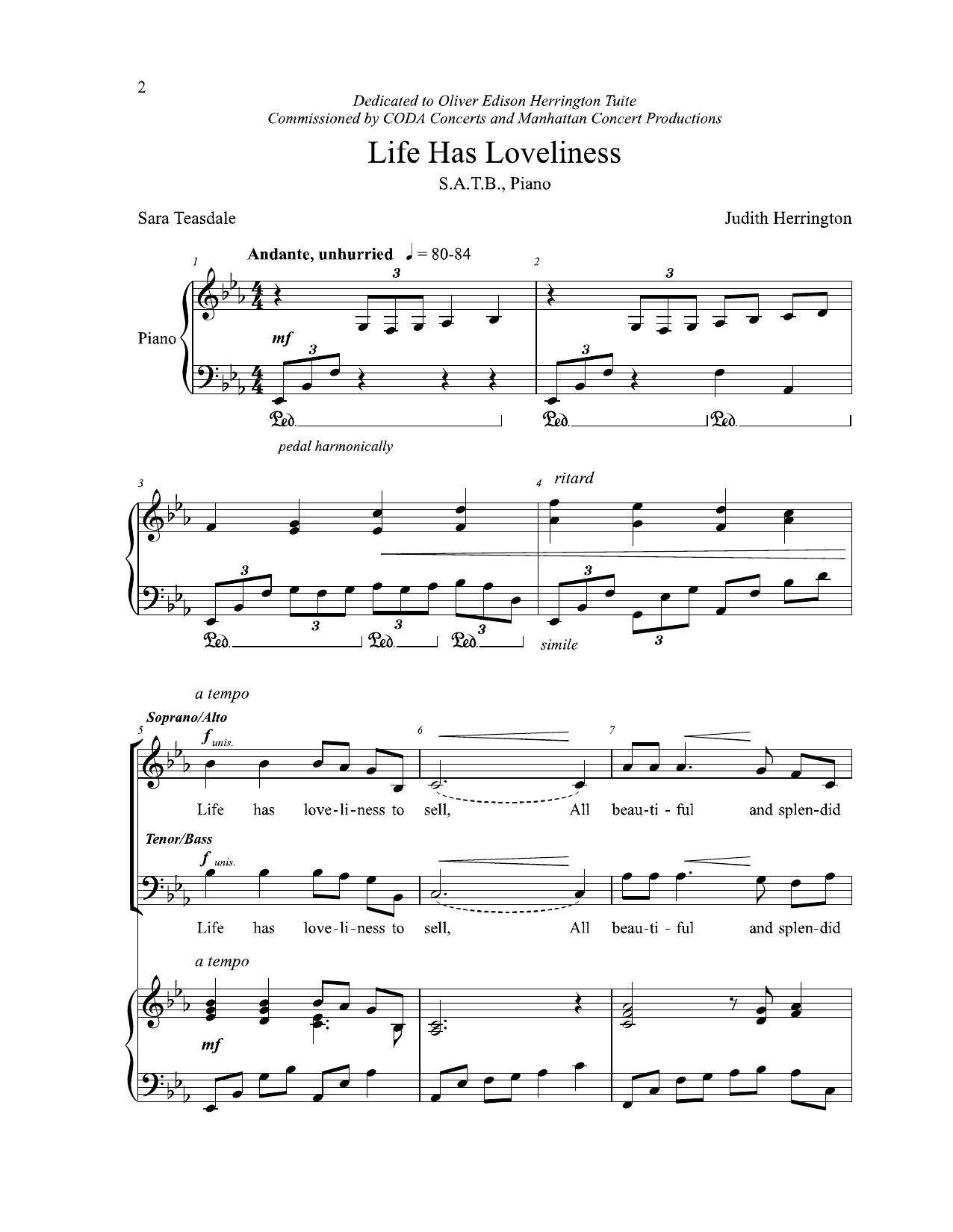 Judith Herrington Life Has Loveliness Sheet Music Notes & Chords for SATB Choir - Download or Print PDF