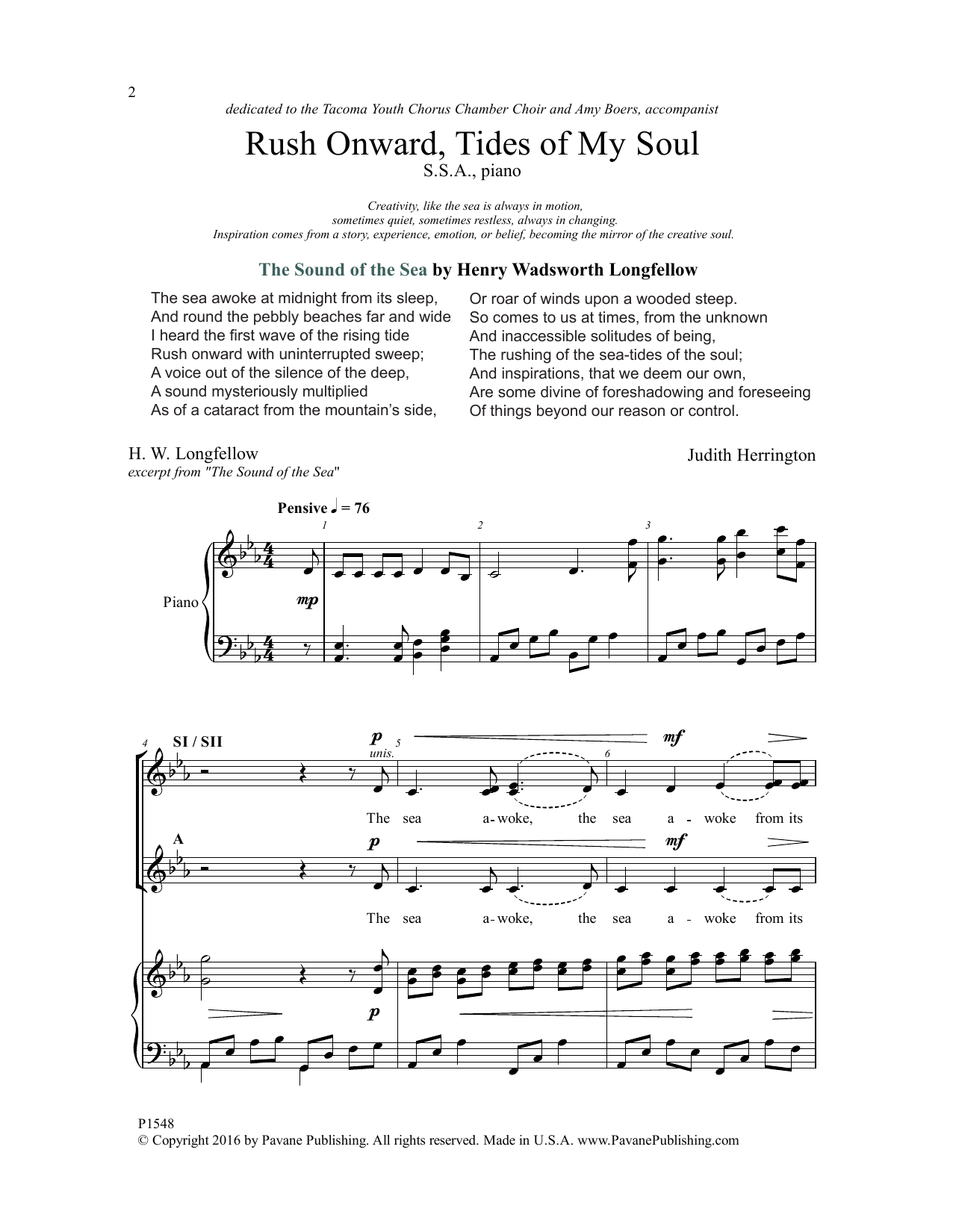 Judith Herrington Rush Onward, Tides of My Soul Sheet Music Notes & Chords for Choral - Download or Print PDF
