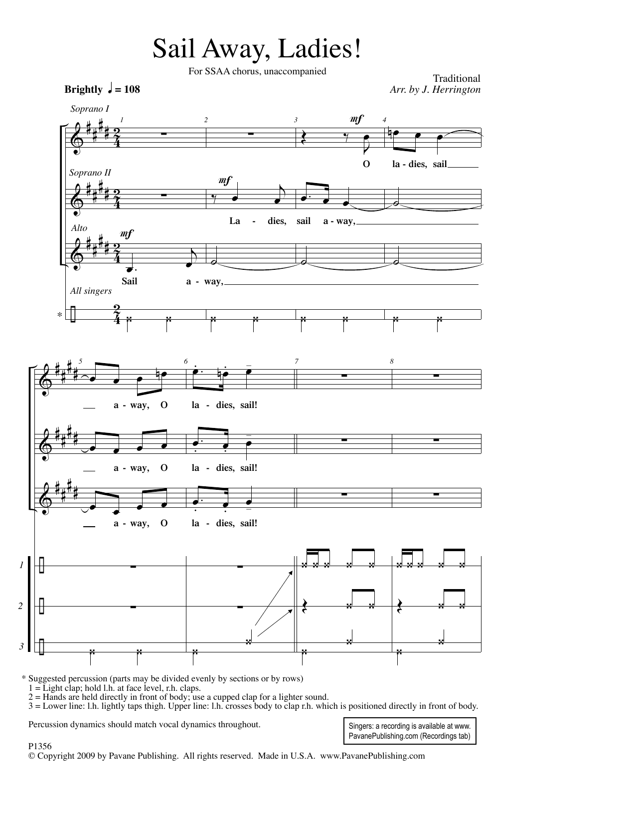 Judith Herrington Sail Away, Ladies! Sheet Music Notes & Chords for SSA Choir - Download or Print PDF