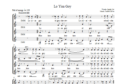 Judith Silver Lo Yisa Goy Sheet Music Notes & Chords for 4-Part - Download or Print PDF