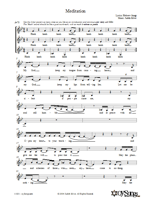 Judith Silver Meditation Sheet Music Notes & Chords for 3-Part Mixed - Download or Print PDF