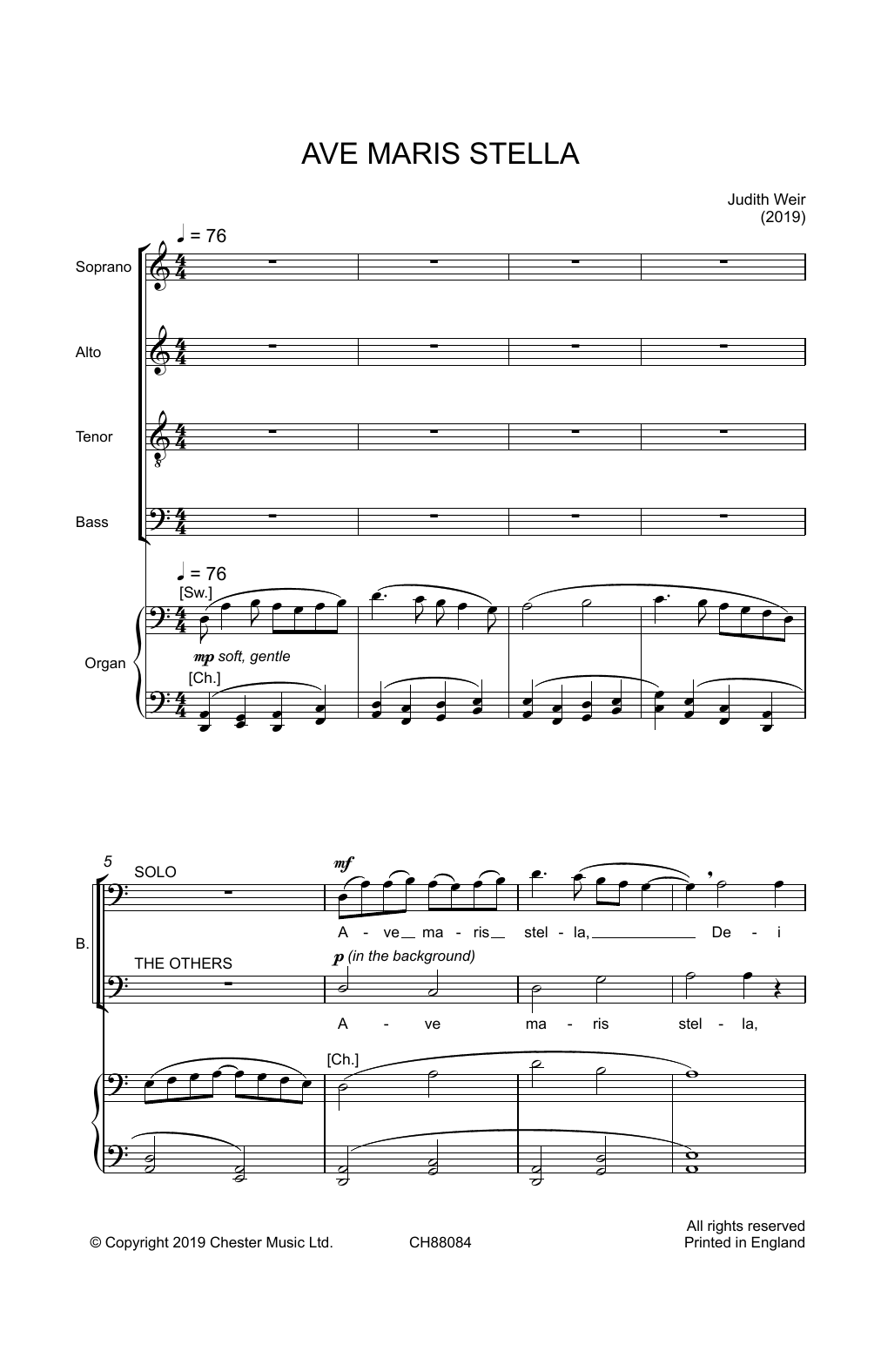 Judith Weir Ave Maris Stella Sheet Music Notes & Chords for SATB Choir - Download or Print PDF