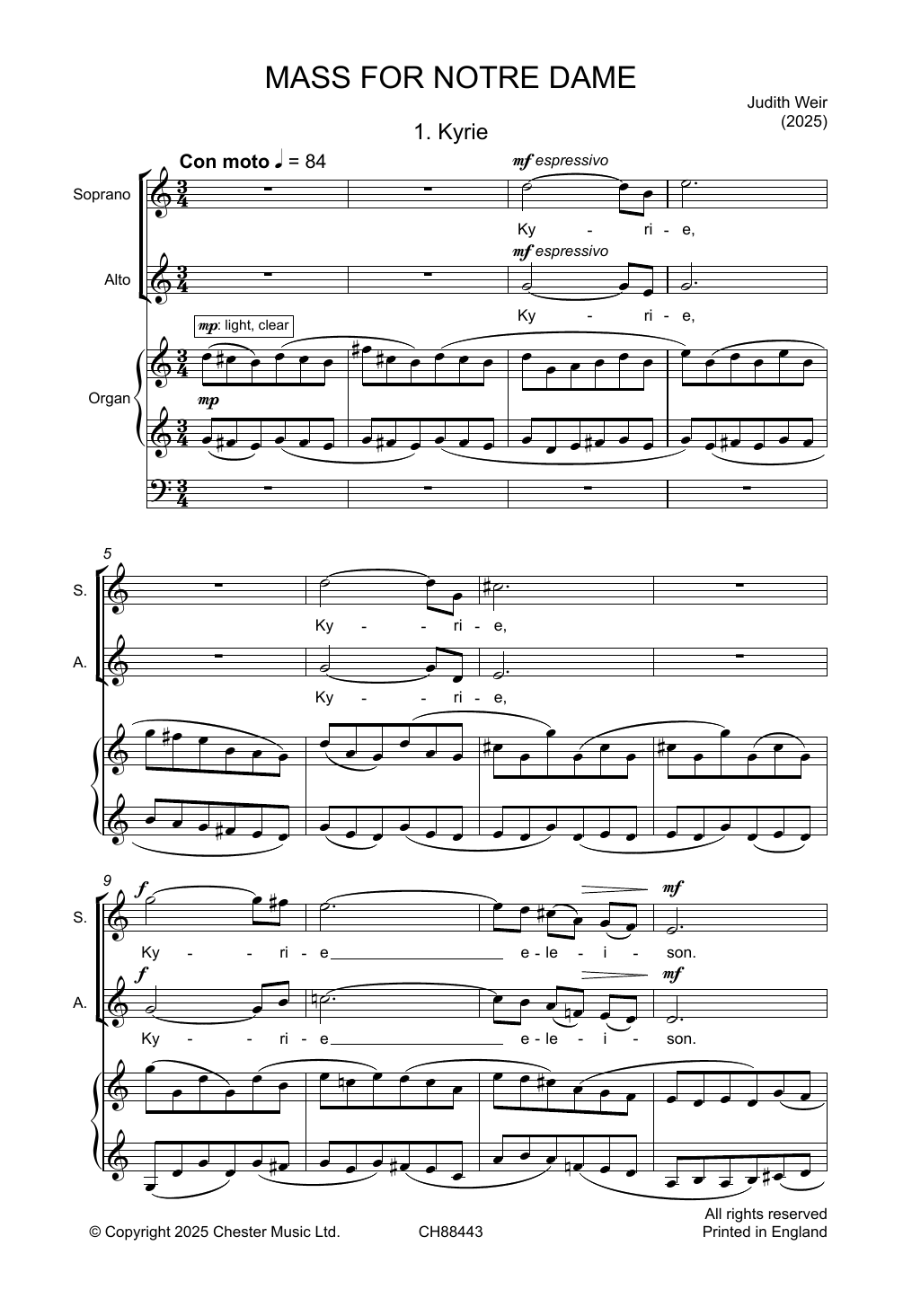 Judith Weir Mass For Notre-Dame Sheet Music Notes & Chords for SSA Choir - Download or Print PDF