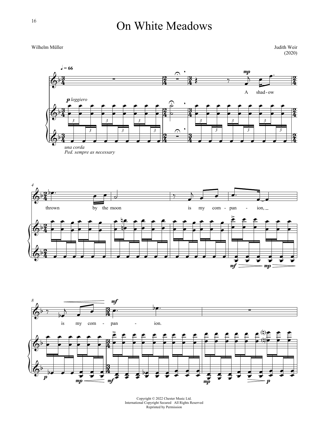 Judith Weir On White Meadows Sheet Music Notes & Chords for Piano & Vocal - Download or Print PDF