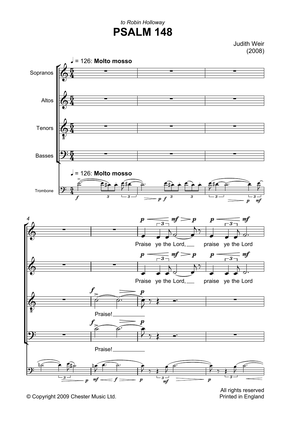 Judith Weir Psalm 148 Sheet Music Notes & Chords for Choir - Download or Print PDF