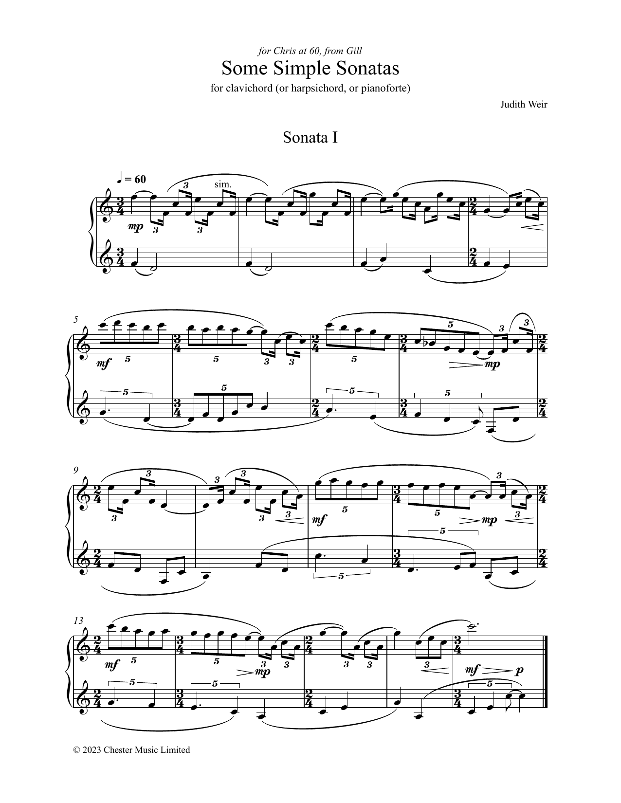 Judith Weir Some Simple Sonatas Sheet Music Notes & Chords for Piano Solo - Download or Print PDF