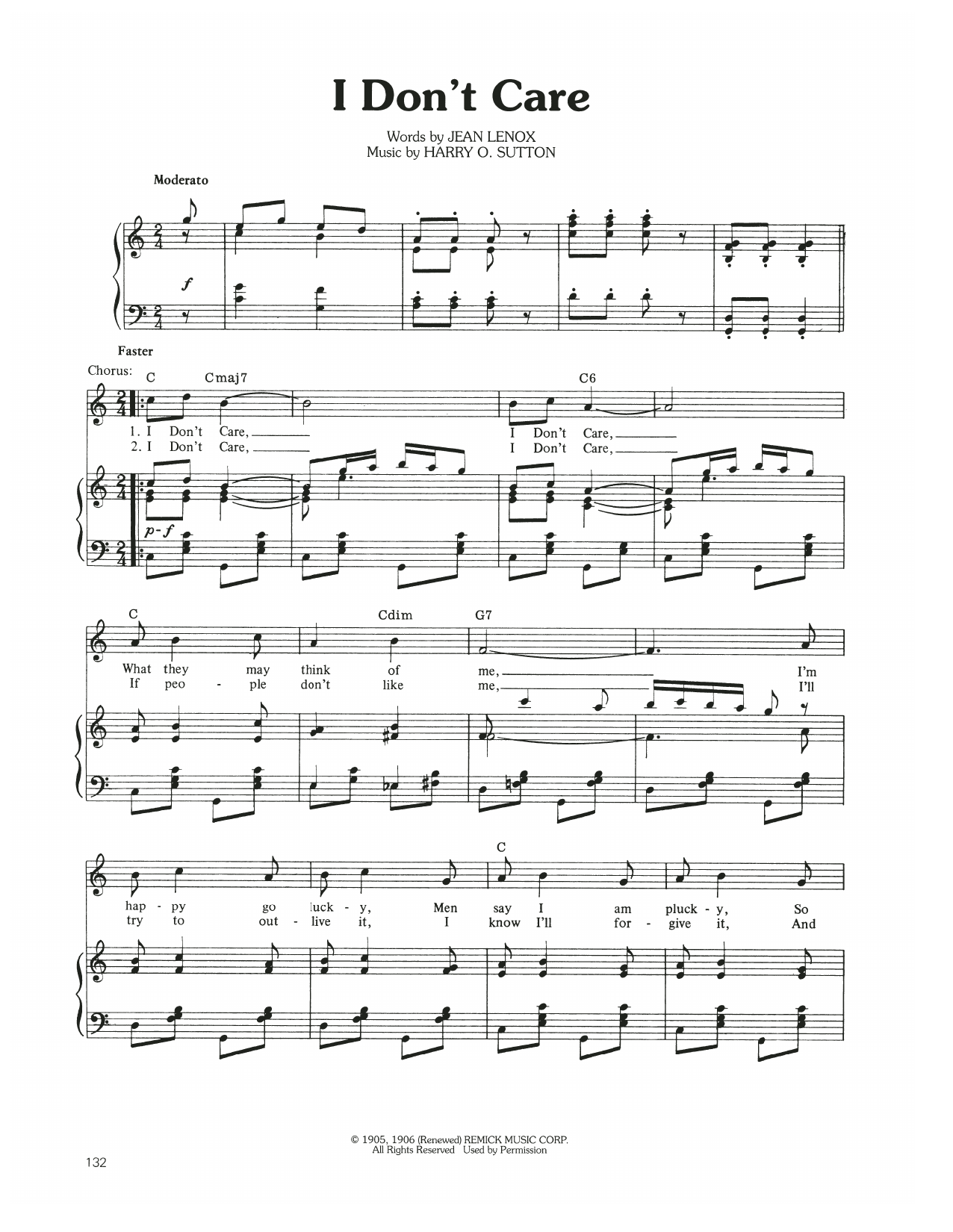 Judy Garland I Don't Care Sheet Music Notes & Chords for Piano, Vocal & Guitar Chords (Right-Hand Melody) - Download or Print PDF