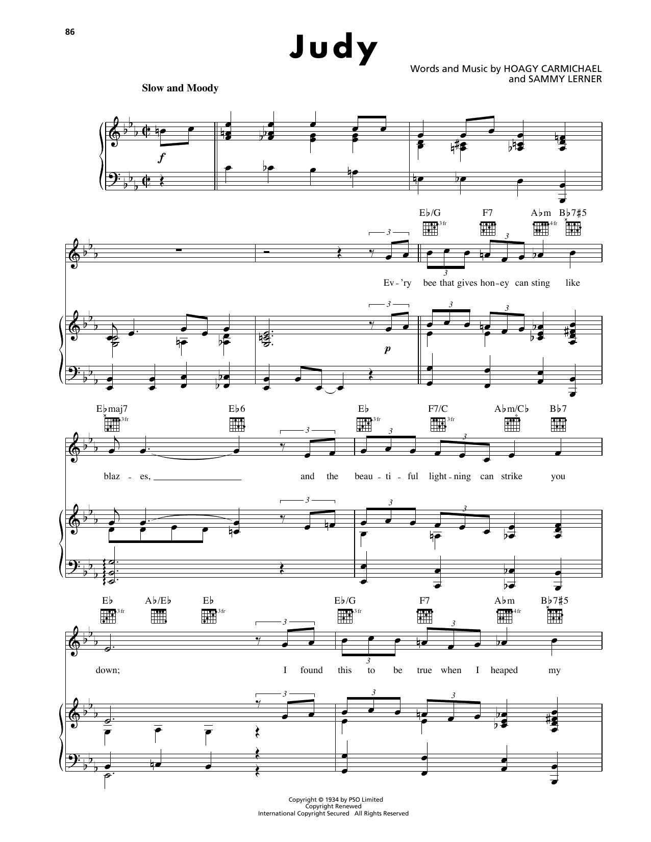 Judy Garland Judy Sheet Music Notes & Chords for Piano, Vocal & Guitar Chords (Right-Hand Melody) - Download or Print PDF