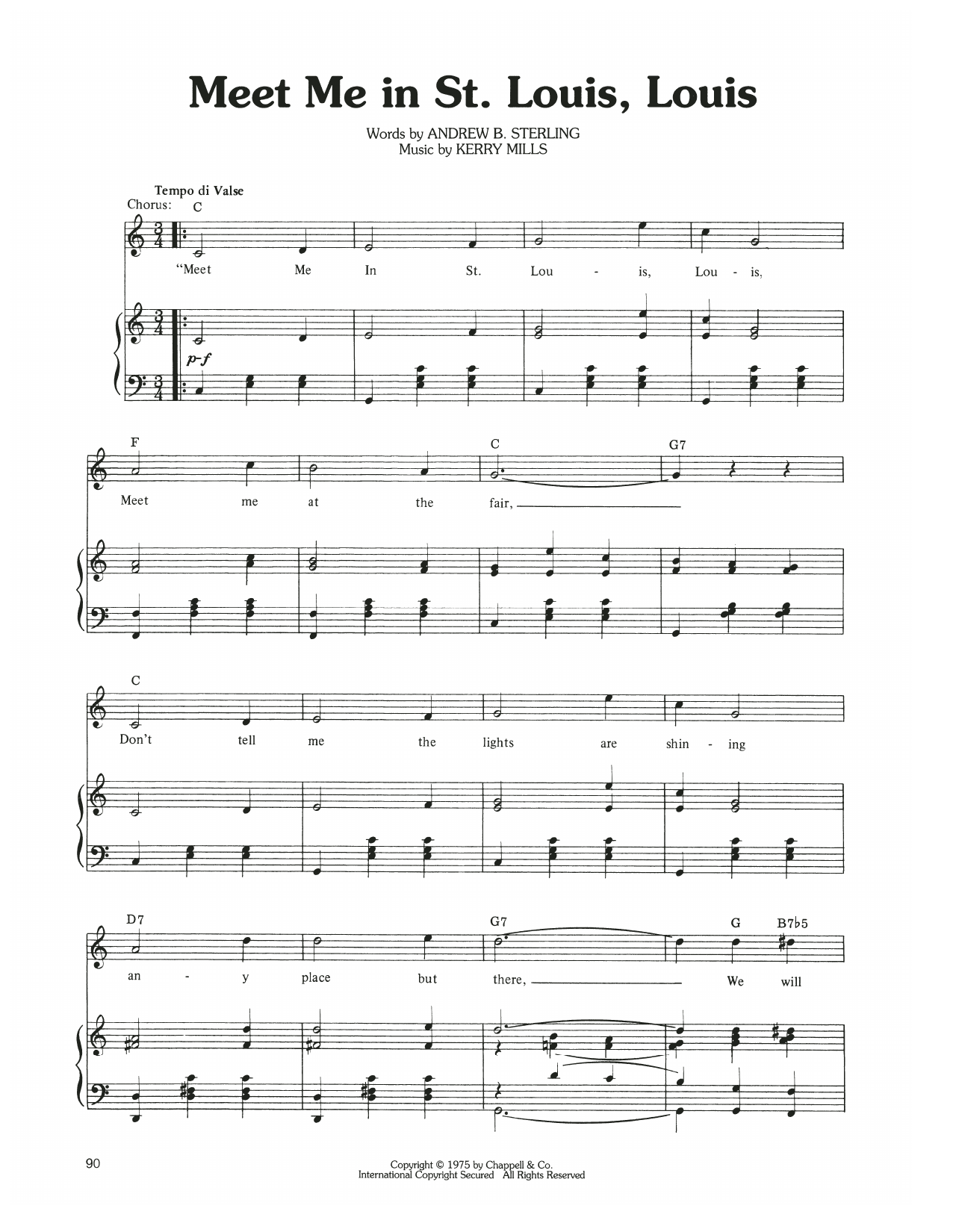 Judy Garland Meet Me In St. Louis, Louis Sheet Music Notes & Chords for Piano, Vocal & Guitar Chords (Right-Hand Melody) - Download or Print PDF