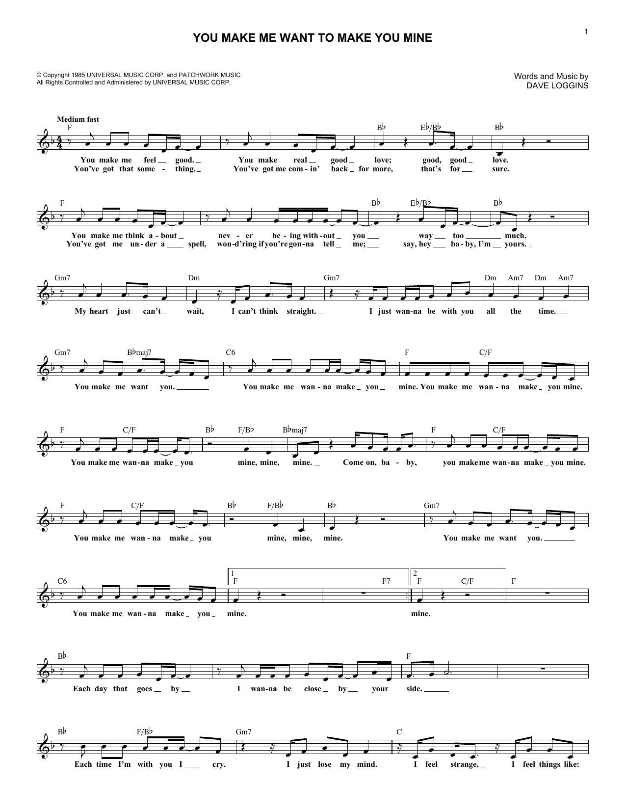 Juice Newton You Make Me Want To Make You Mine Sheet Music Notes & Chords for Melody Line, Lyrics & Chords - Download or Print PDF
