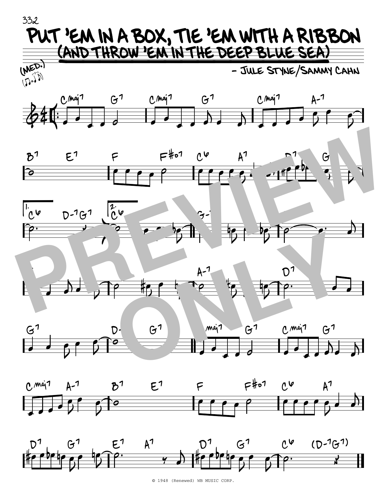 Jule Styne and Sammy Cahn Put 'Em In A Box, Tie 'Em With A Ribbon (And Throw 'Em In The Deep Blue Sea) Sheet Music Notes & Chords for Real Book – Melody & Chords - Download or Print PDF