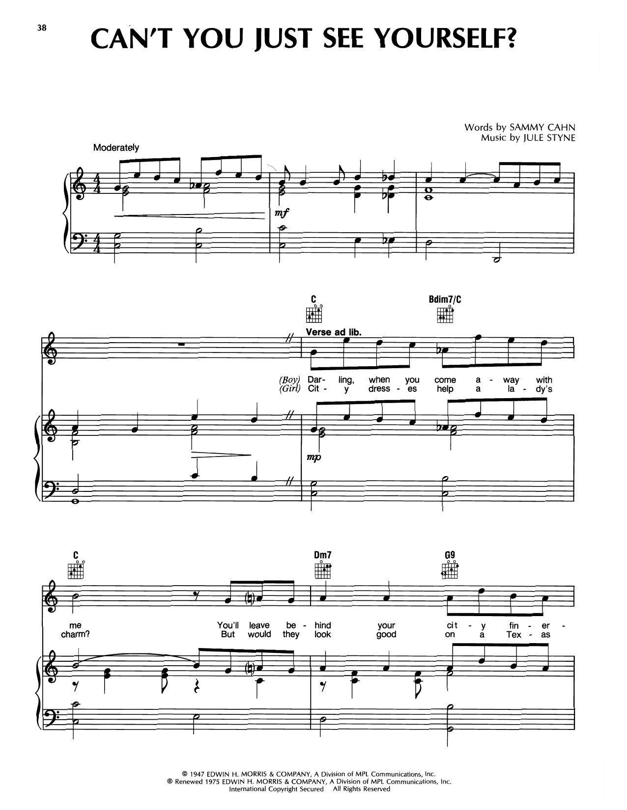 Jule Styne Can't You Just See Yourself? (from High Button Shoes) Sheet Music Notes & Chords for Piano & Vocal - Download or Print PDF