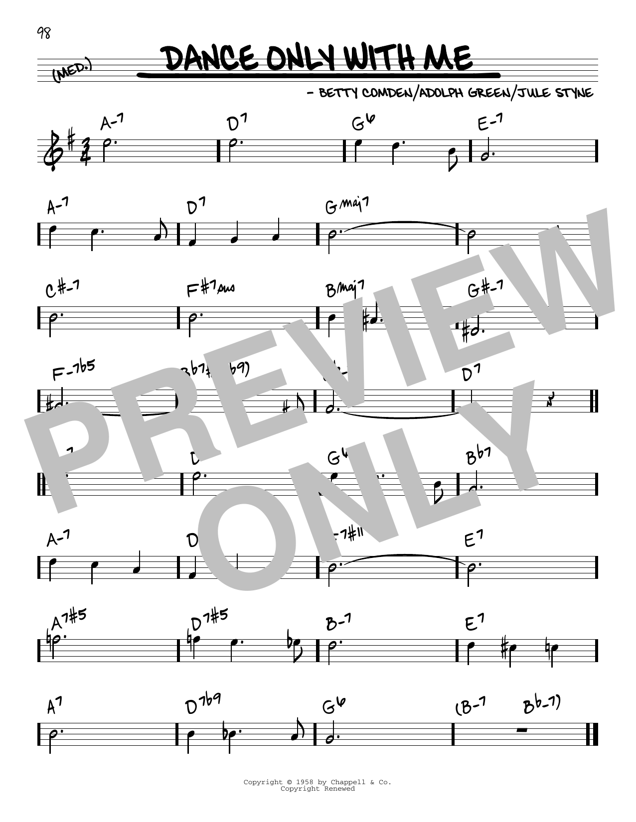 Jule Styne Dance Only With Me Sheet Music Notes & Chords for Real Book – Melody & Chords - Download or Print PDF