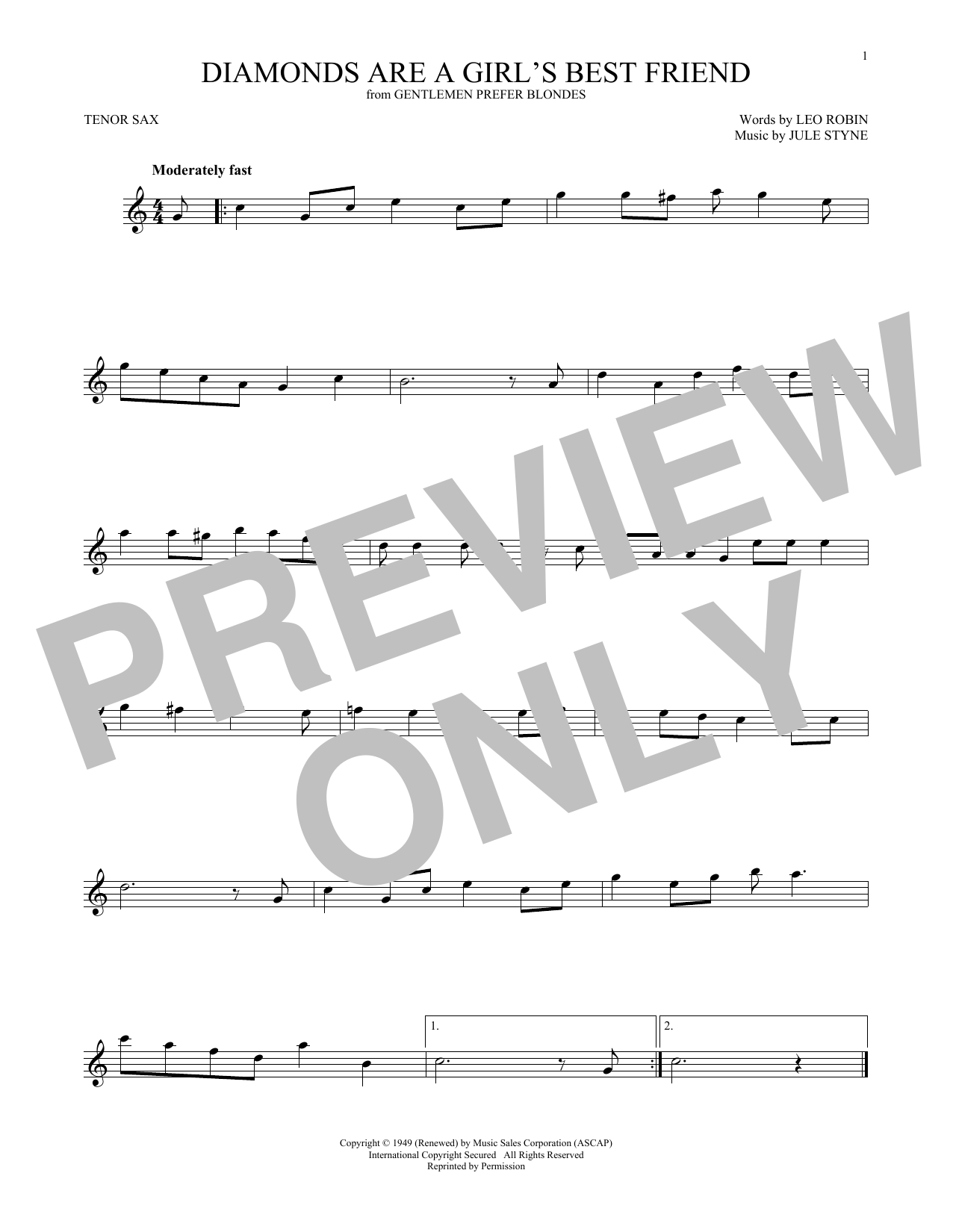 Jule Styne Diamonds Are A Girl's Best Friend Sheet Music Notes & Chords for Flute - Download or Print PDF