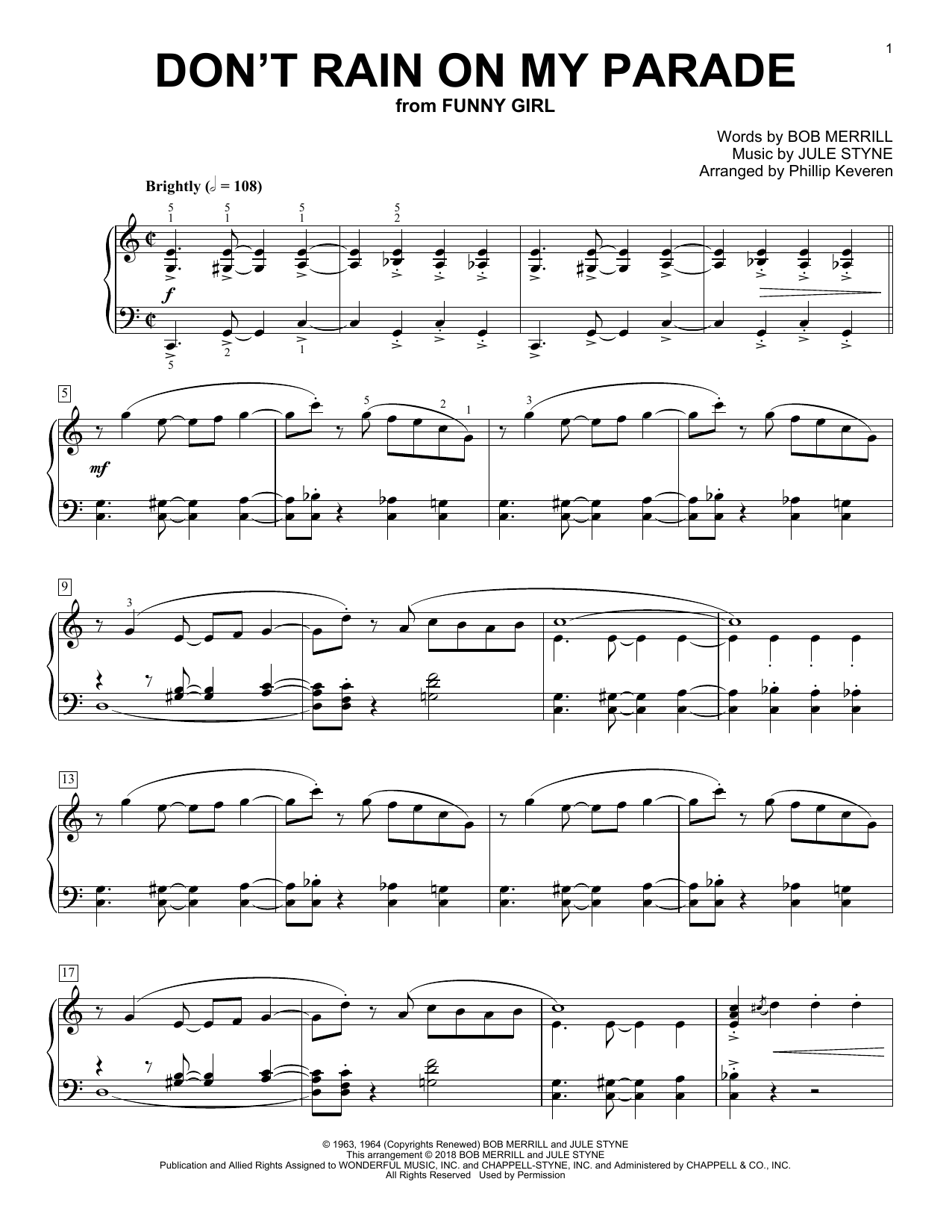 Phillip Keveren Don't Rain On My Parade Sheet Music Notes & Chords for Piano - Download or Print PDF