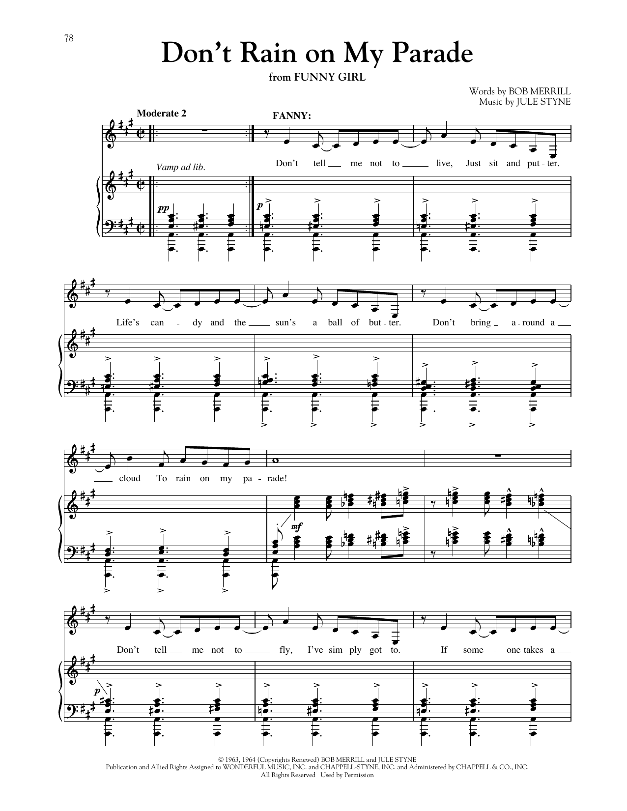 Jule Styne Don't Rain On My Parade (from Funny Girl) (ed. Richard Walters) Sheet Music Notes & Chords for Piano & Vocal - Download or Print PDF