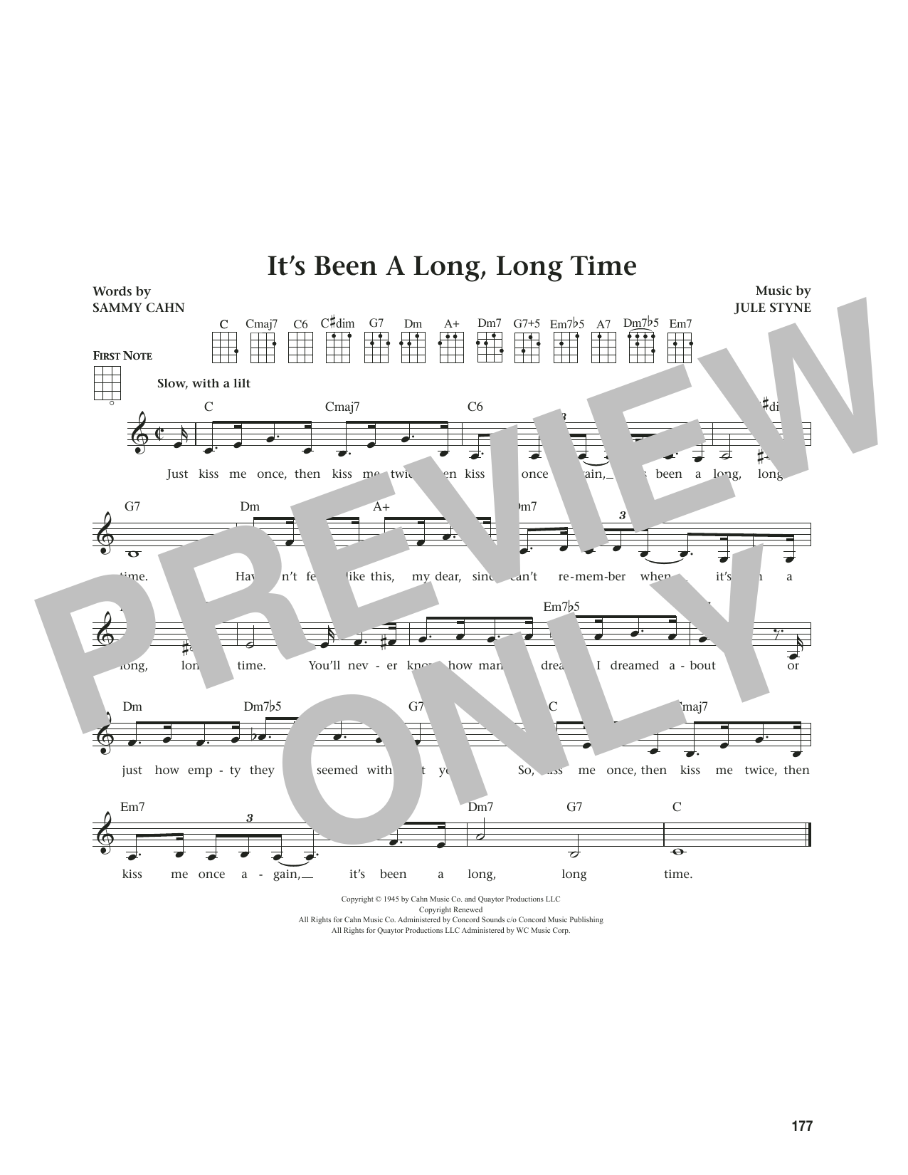 Jule Styne It's Been A Long, Long Time (from The Daily Ukulele) (arr. Jim Beloff) Sheet Music Notes & Chords for Ukulele - Download or Print PDF