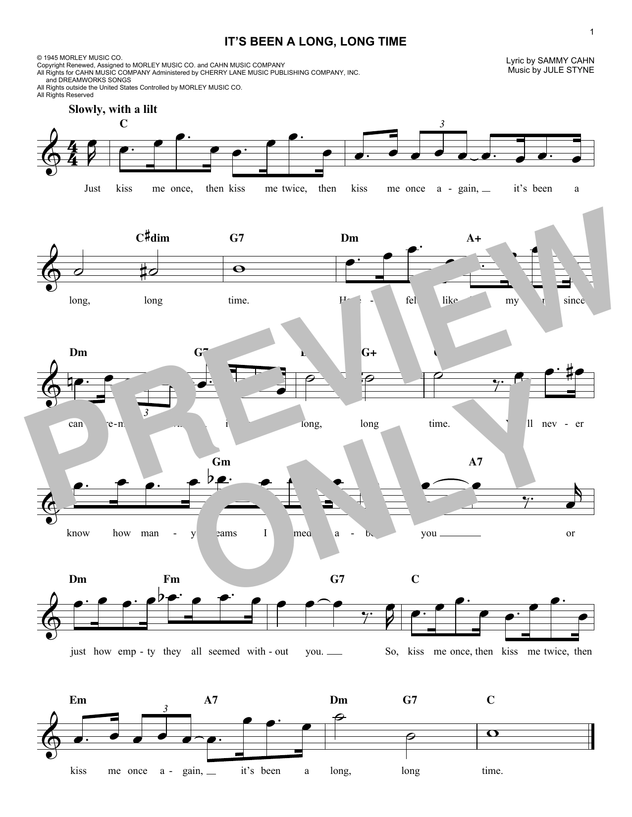 Jule Styne It's Been A Long, Long Time Sheet Music Notes & Chords for Easy Piano - Download or Print PDF