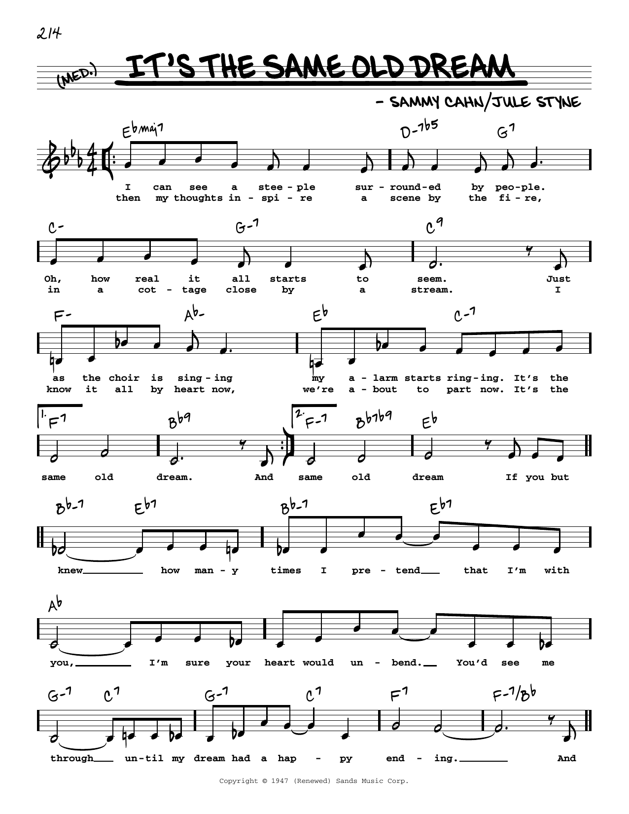 Jule Styne It's The Same Old Dream (Low Voice) Sheet Music Notes & Chords for Real Book – Melody, Lyrics & Chords - Download or Print PDF Jule Styne It's The Same Old Dream (Low Voice) Sheet Music Notes & Chords for Real Book – Melody, Lyrics & Chords - Download or Print PDF