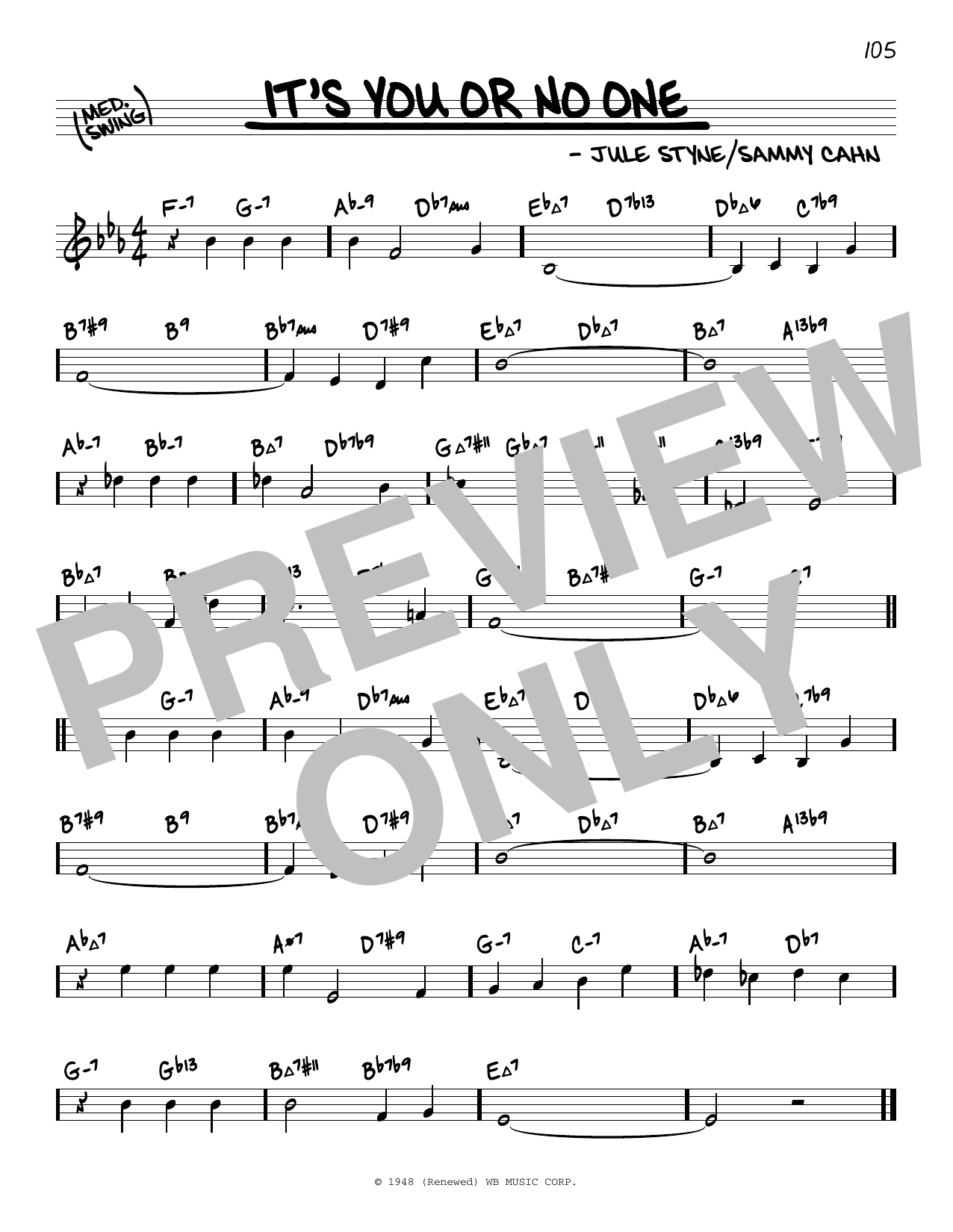 Jule Styne It's You Or No One (arr. David Hazeltine) Sheet Music Notes & Chords for Real Book – Enhanced Chords - Download or Print PDF