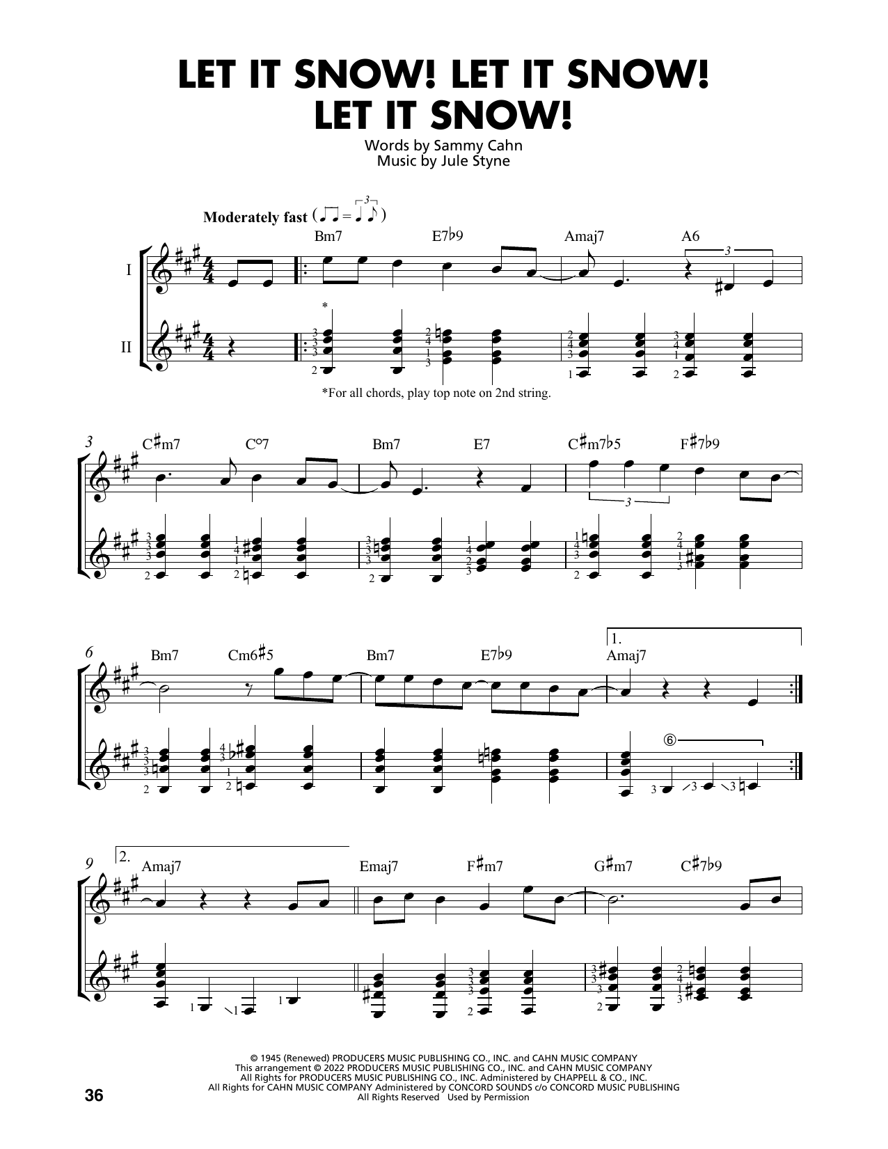 Jule Styne Let It Snow! Let It Snow! Let It Snow! (arr. Mark Phillips) Sheet Music Notes & Chords for Easy Guitar Tab - Download or Print PDF