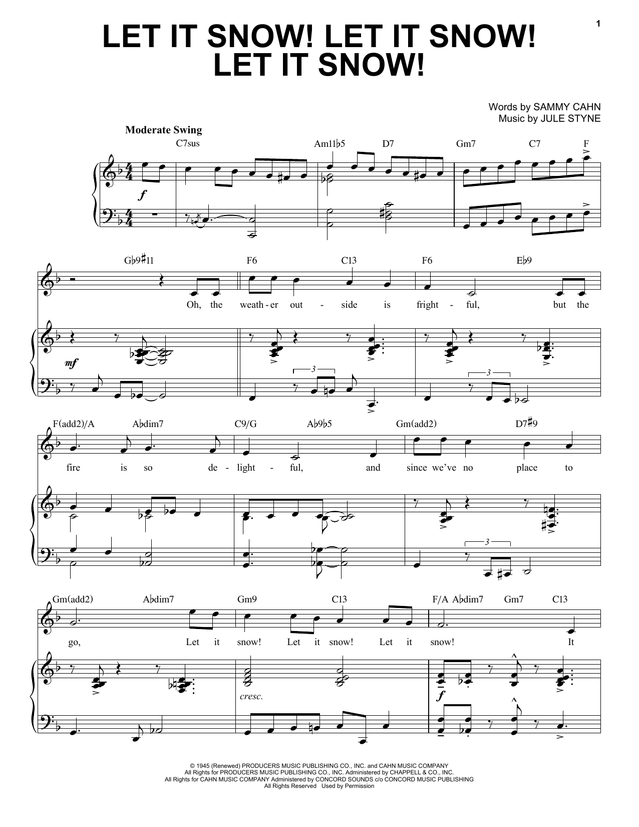 Jule Styne Let It Snow! Let It Snow! Let It Snow! [Jazz Version] (arr. Brent Edstrom) Sheet Music Notes & Chords for Piano & Vocal - Download or Print PDF