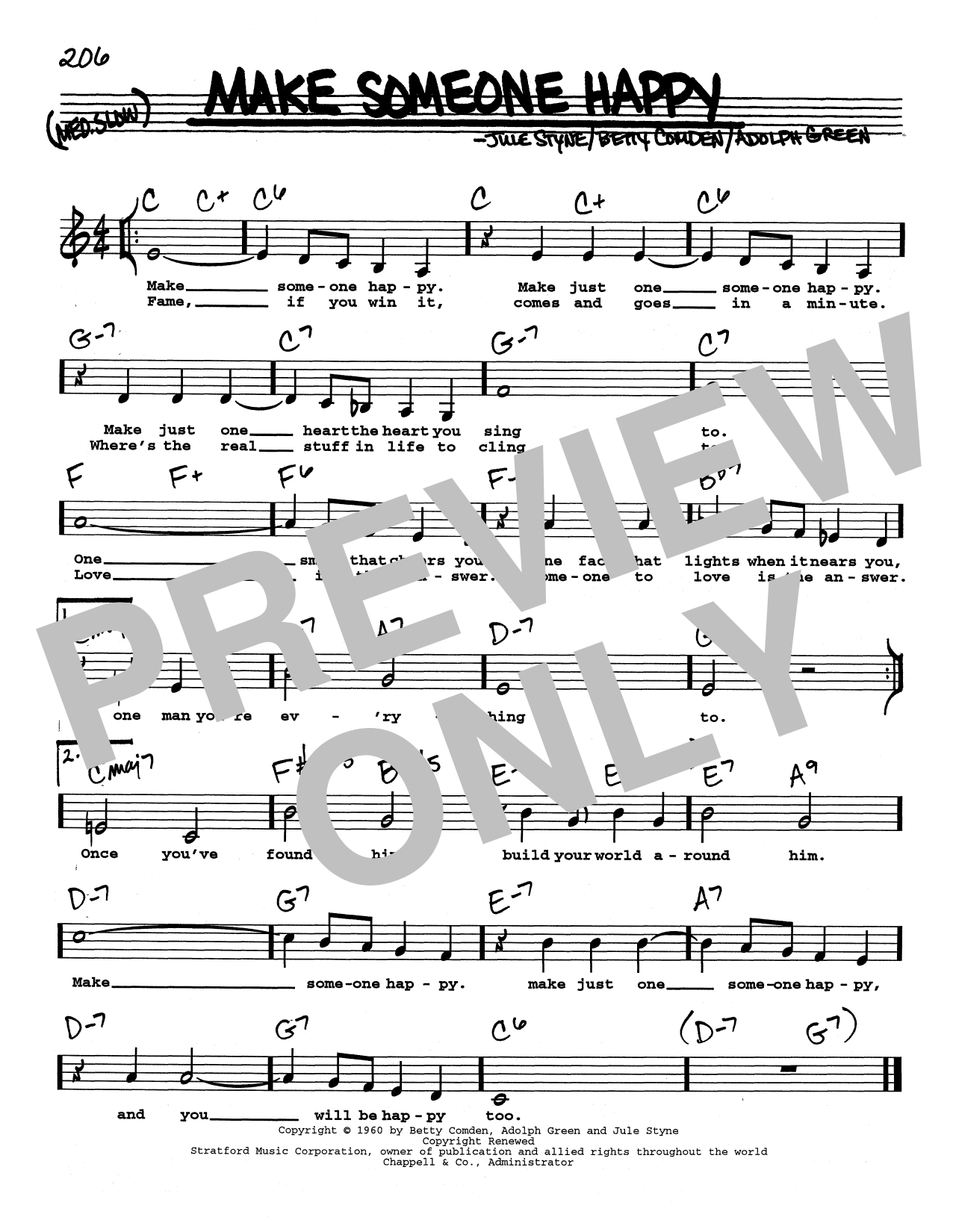 Jule Styne Make Someone Happy (Low Voice) Sheet Music Notes & Chords for Real Book – Melody, Lyrics & Chords - Download or Print PDF