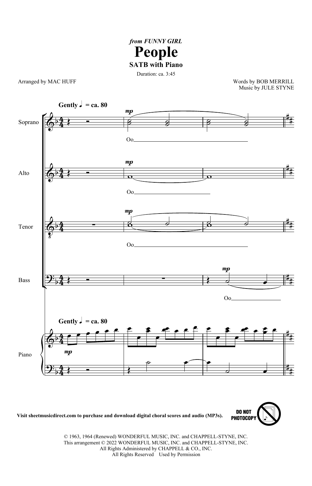 Jule Styne People (from Funny Girl) (arr. Mac Huff) Sheet Music Notes & Chords for SSA Choir - Download or Print PDF