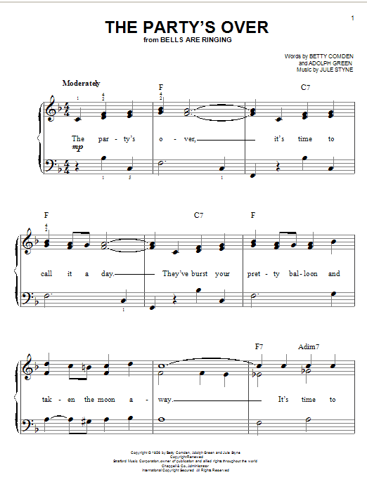 Jule Styne The Party's Over Sheet Music Notes & Chords for Ukulele with strumming patterns - Download or Print PDF