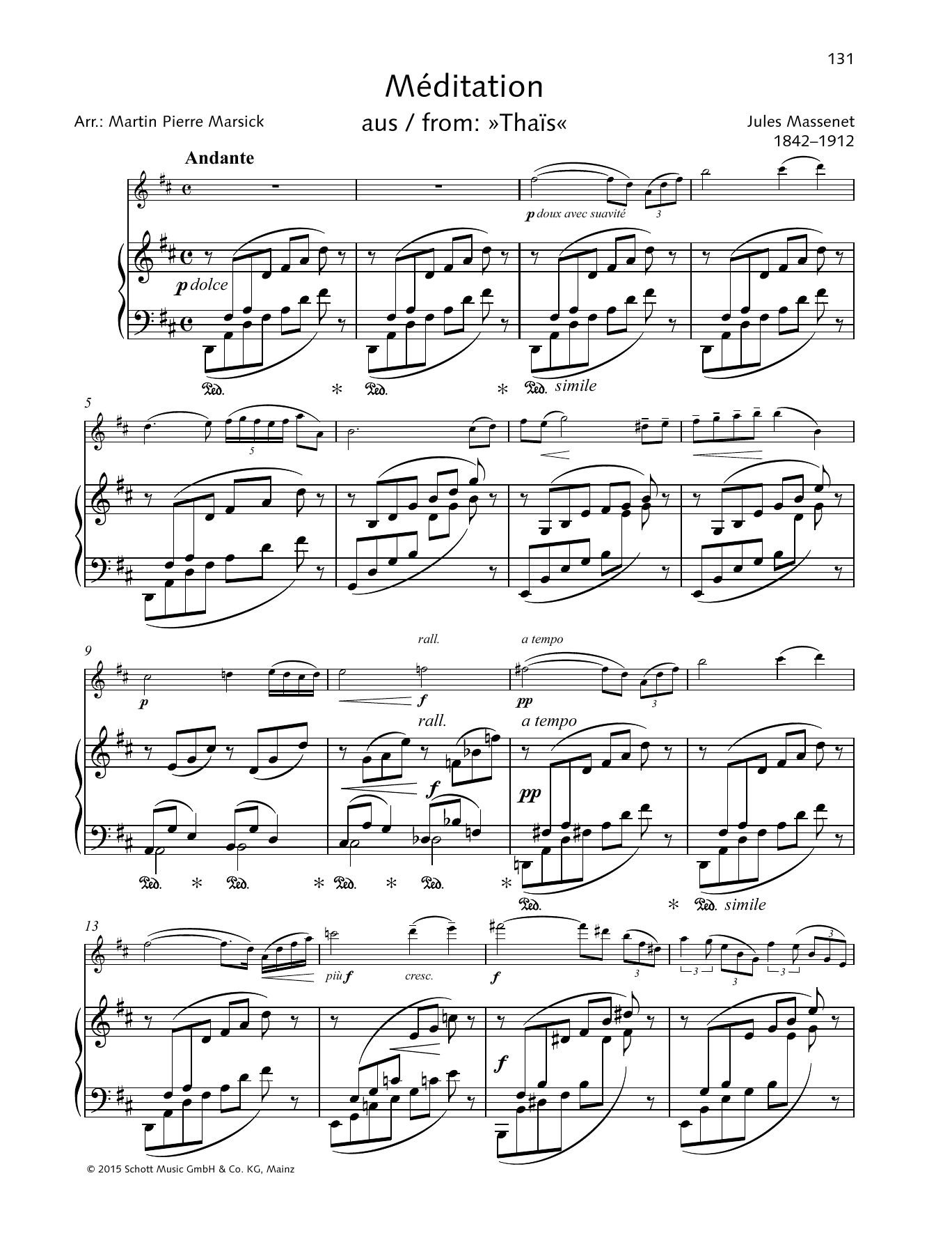 Jules Àmile Frédéric Massenet Meditation Sheet Music Notes & Chords for Woodwind Solo - Download or Print PDF