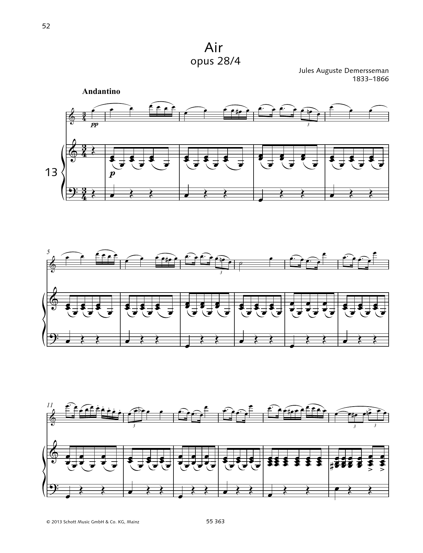 Jules Auguste Demersseman Air Sheet Music Notes & Chords for Woodwind Solo - Download or Print PDF