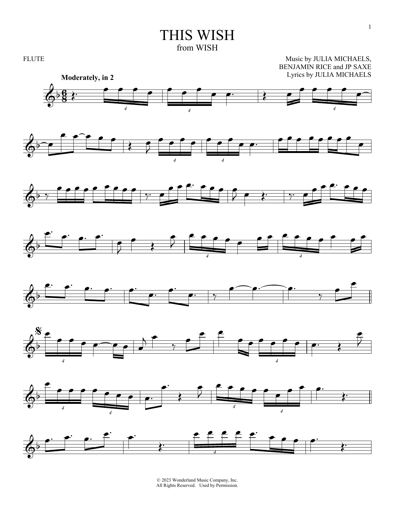 Julia Michaels This Wish (from Wish) Sheet Music Notes & Chords for Trombone Solo - Download or Print PDF