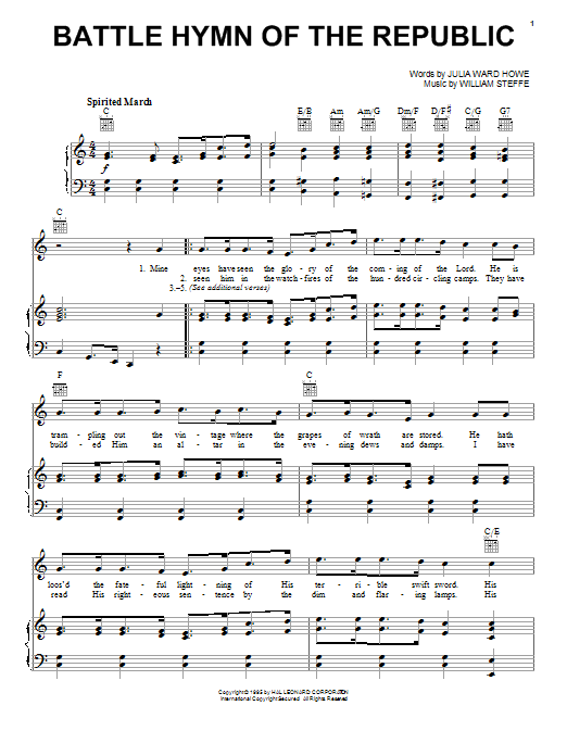 Julia Ward Howe Battle Hymn Of The Republic Sheet Music Notes & Chords for Mandolin - Download or Print PDF